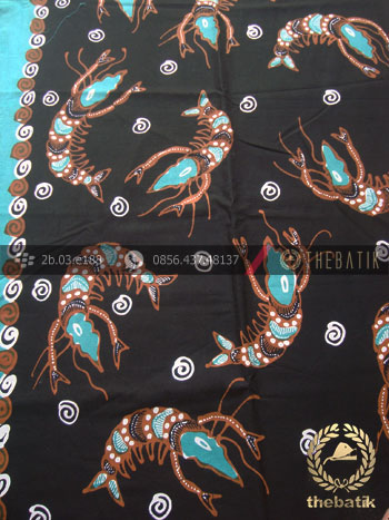 Bahan Baju Batik Tulis Motif Udang Latar Hitam