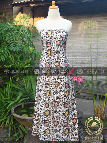 Kain Batik Remukan Coletan Floral Kembang Latar Putih