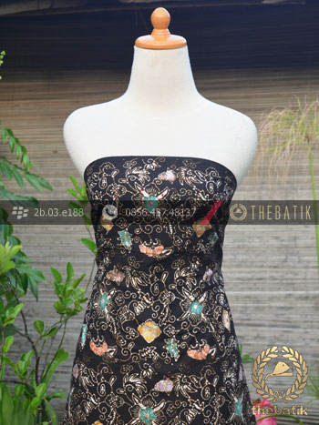 Bahan Batik Remukan Coletan Gurdo Kecil Latar Hitam