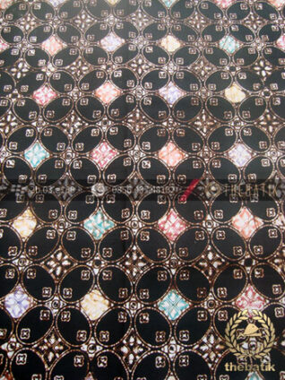 Bahan Batik Remukan Coletan Kawung Beton Latar Hitam