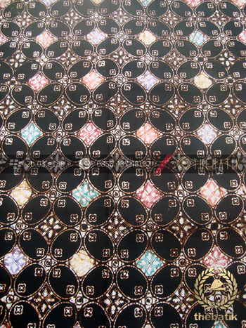 Bahan Batik Remukan Coletan Kawung Beton Latar Hitam