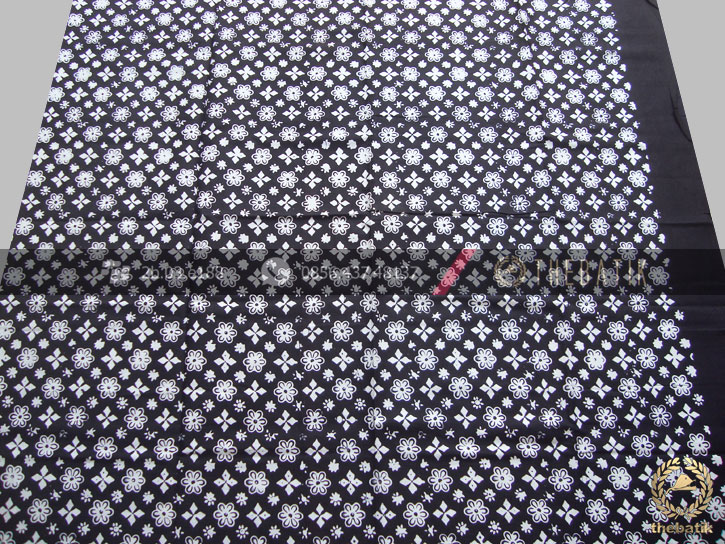 Bahan Baju Batik Hitam Putih Ceplok Bintang Tumpal Polos