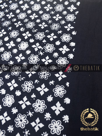 Bahan Baju Batik Hitam Putih Ceplok Bintang Tumpal Polos