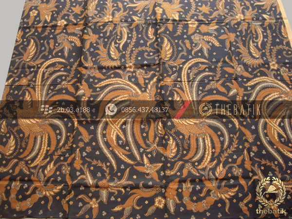 Jual Kain Batik Solo Klasik  Motif Peksi Latar Hitam Soga 