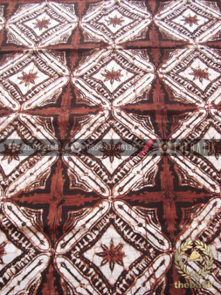 Kain Bahan Baju Batik Klasik Motif Ceplokan Gede Coklat