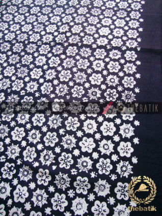 Bahan Baju Batik Hitam Putih Ceplok Kembang Tumpal Polos