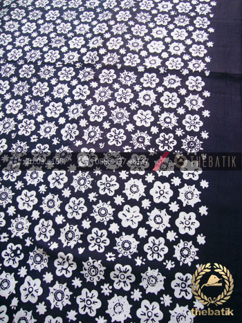 Jual Bahan Baju  Batik Hitam Putih Ceplok Kembang Tumpal 