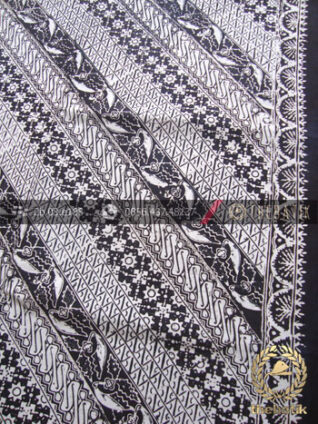 Kain Batik Cap Jogja Motif Lereng Hitam Putih