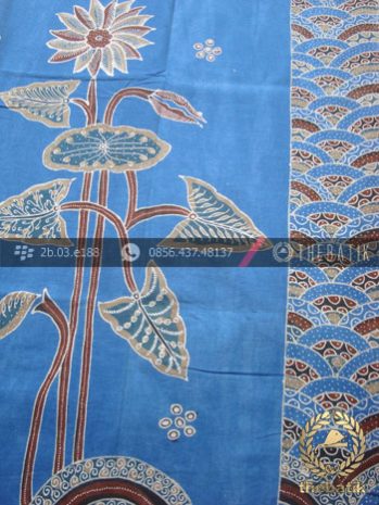 Batik Tulis Pewarna Alami Motif Buketan Biru Indigo