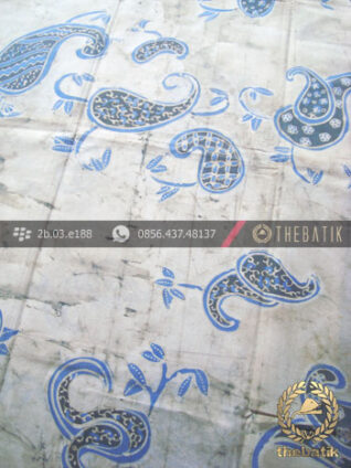 Batik Tulis Pewarna Alami Motif Keongan Indigo Latar Putih