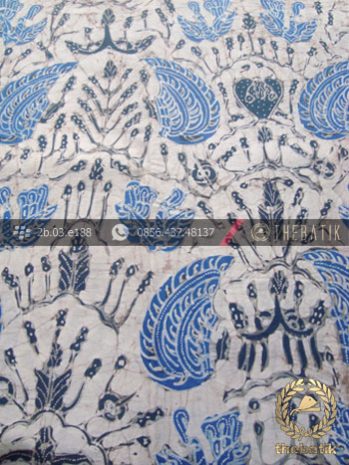Batik Tulis Pewarna Alami Sido Asih Latar Putih Indigo