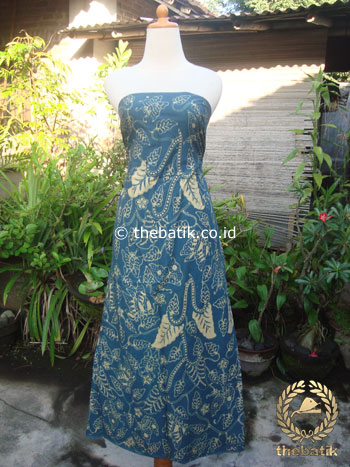 Batik Tulis Pewarna Alami Floral Buketan Biru Tua