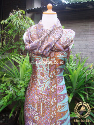 Sarung Selendang Batik Tulis Sutera Sekarjagad Ungu Tosca