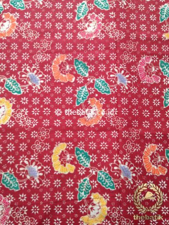 Kain Batik Coletan Motif Ceplok Kembang Merah