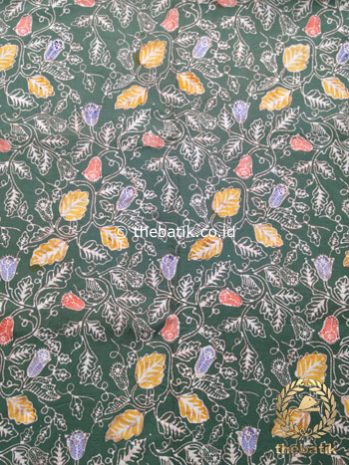 Kain Batik Coletan Motif Floral Kehijauan