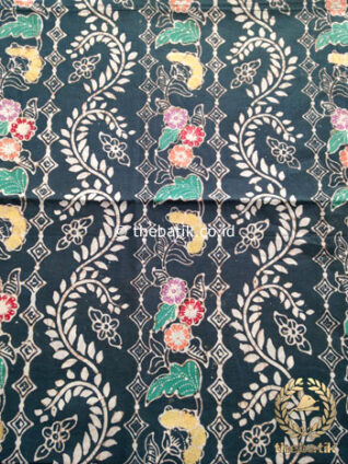 Kain Batik Indigo Coletan Motif Bunga Rambat