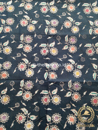 Kain Batik Indigo Coletan Motif Floral Abu-Abu Tua