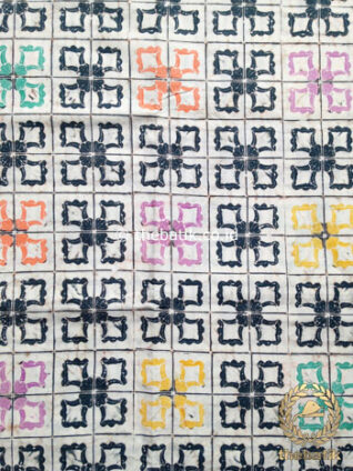 Kain Batik Indigo Coletan Motif Kembang