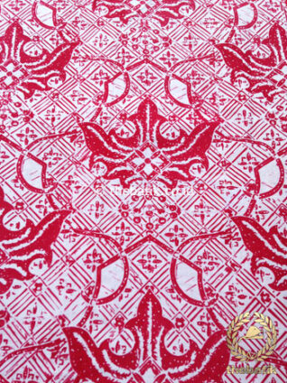 Bahan Kain Batik Kelengan Ceplok Burung Merah