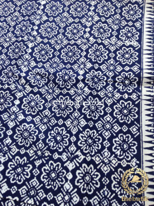 Bahan Kain Batik Kelengan Jarak Kepyar Biru Dongker