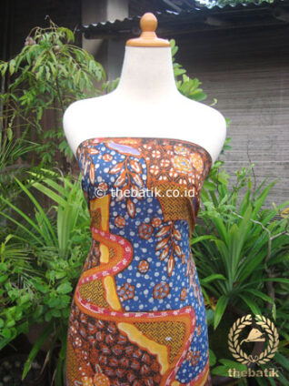 Kain Batik Katun Jepang Motif Abstrak Biru Kuning