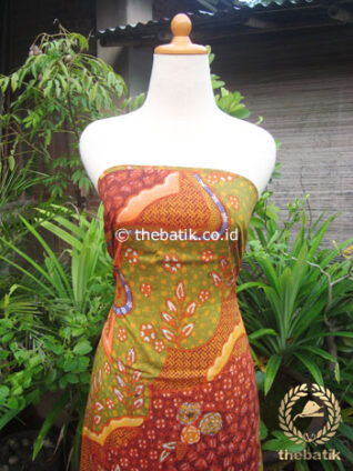 Kain Batik Katun Jepang Motif Abstrak Hijau Marun