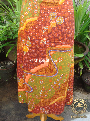 Kain Batik Katun Jepang Motif Abstrak Hijau Marun