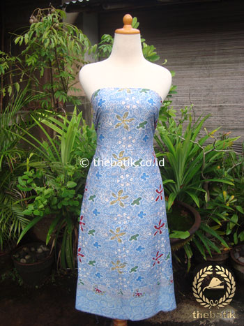 Kain Batik Katun Jepang Motif Floral Biru Muda Coletan
