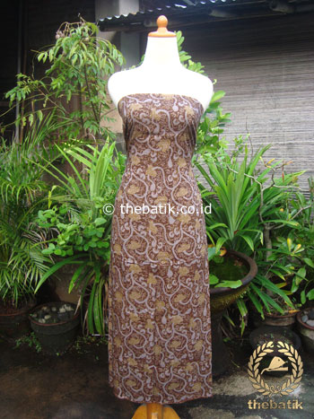 Kain Batik Katun Jepang Motif Floral Coklat
