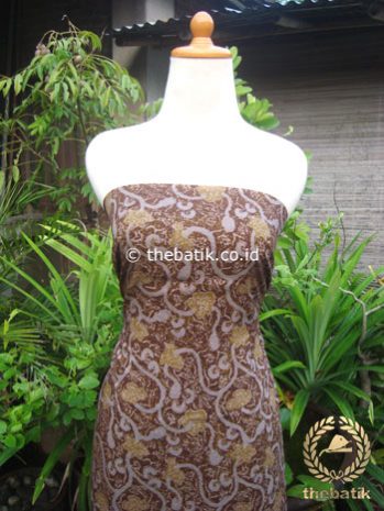 Kain Batik Katun Jepang Motif Floral Coklat