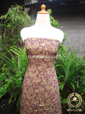 Kain Batik Katun Jepang Motif Floral Coklat Hijau