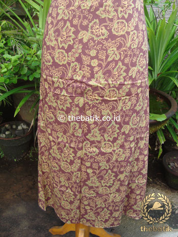 Kain Batik Katun Jepang Motif Floral Coklat Hijau