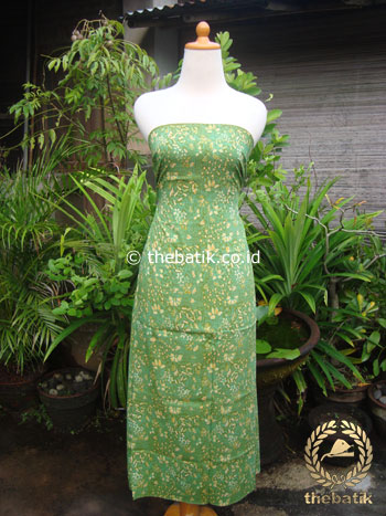 Kain Batik Katun Jepang Motif Floral Hijau Coletan