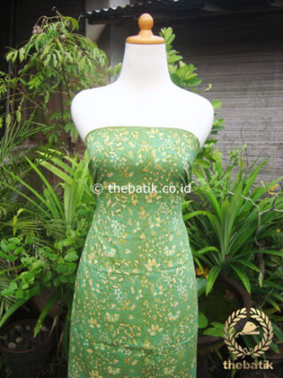 Kain Batik Katun Jepang Motif Floral Hijau Coletan