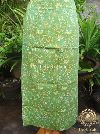 Kain Batik Katun Jepang Motif Floral Hijau Coletan