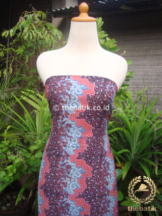 Kain Batik Katun Jepang Motif Bunga Kontemporer Pink Ungu