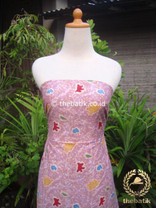 Kain Batik Katun Jepang Motif Floral Pink Pastel Coletan