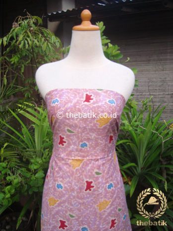 Kain Batik Katun Jepang Motif Floral Pink Pastel Coletan