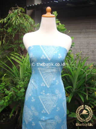 Kain Batik Katun Jepang Motif Kipas Biru Muda