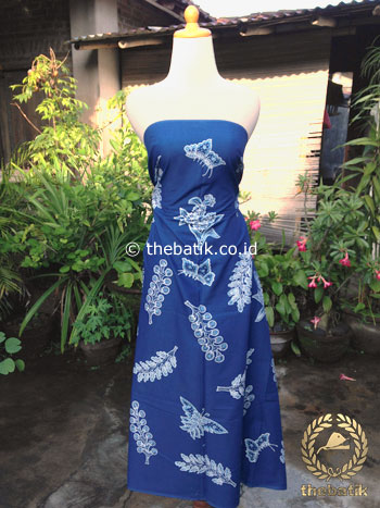 Kain Batik Tulis Warna Alam Motif Kembang Kapas Biru