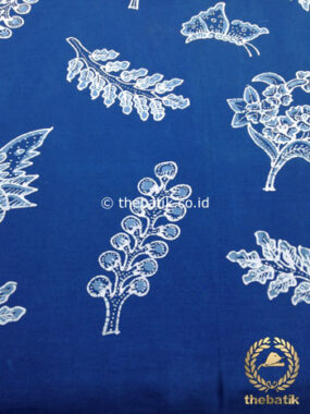 Kain Batik Tulis Warna Alam Motif Kembang Kapas Biru