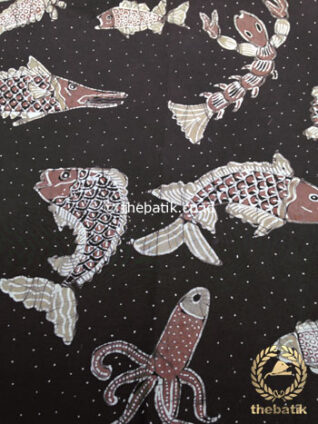 Kain Batik Tulis Warna Alam Motif Ikan Coklat Tua
