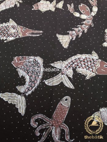 Kain Batik Tulis Warna Alam Motif Ikan Coklat Tua