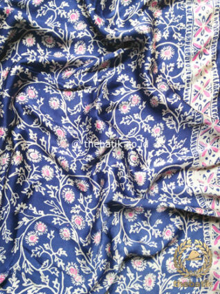 Kain Bahan Baju Batik Sutera Kebaya Bawahan Rok Atasan Biru Tua