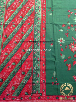Sarung Batik Tulis Warna Hijau Tumpal Pink