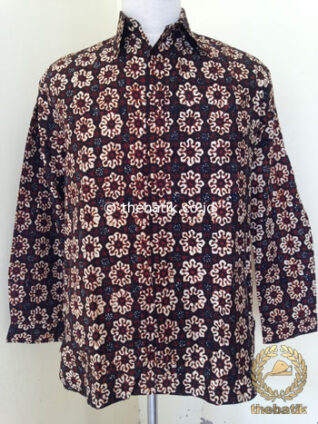 Kemeja Batik Panjang Motif Cempaka Sogan Klasik
