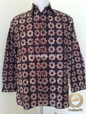 Kemeja Batik Panjang Motif Cempaka Sogan Klasik