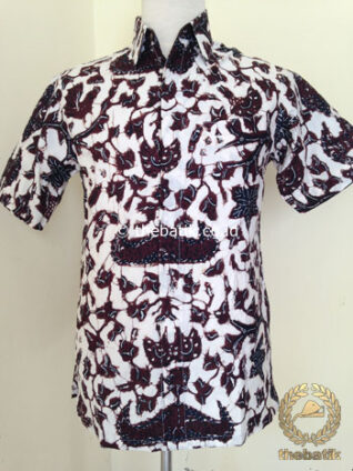 Kemeja Batik Tulis Pendek Wahyu Tumurun Putih