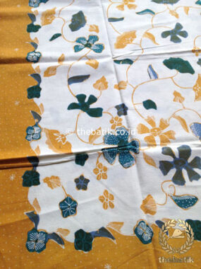 Bahan Kain Batik Tulis Floral Kembang Kipas Latar Putih