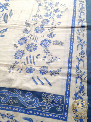Kain Batik Tulis Warna Alam Boketan Biru Indigo Putih